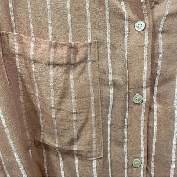 FRNCH button down linen blend striped shirt dress S/M - Picture 6 of 7